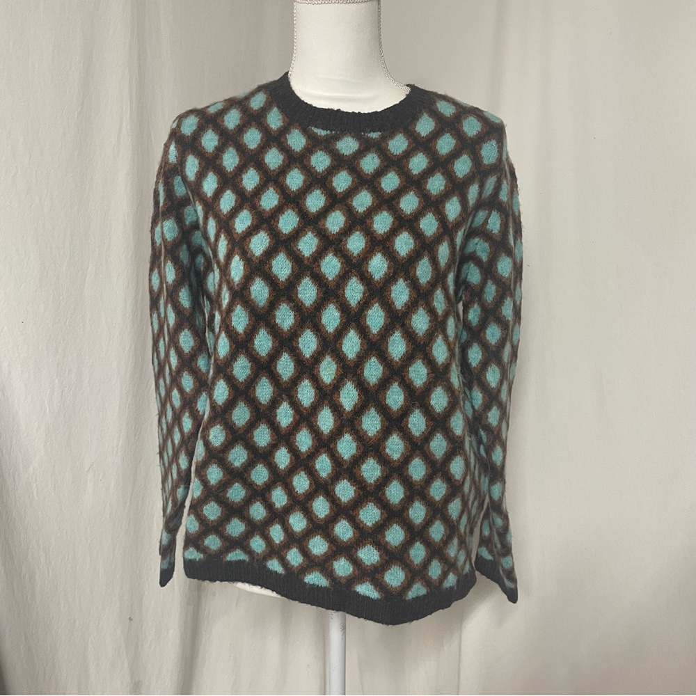 Surkana Wool Mohair Geometric Patterned Sweater XL